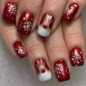 Festive Reindeer Nail Art